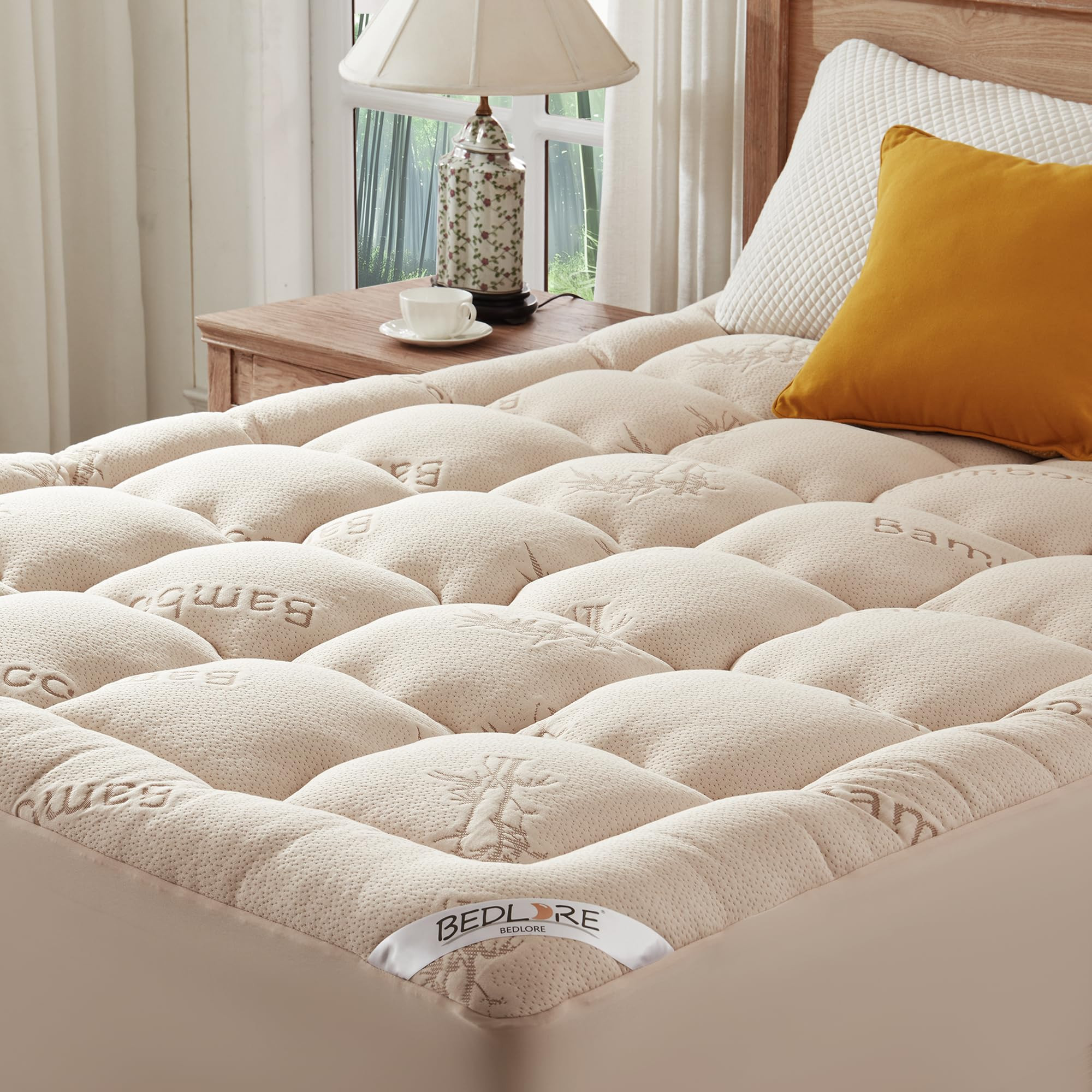 Amazon.com: BEDLORE Queen Mattress Topper Viscose Derived from Bamboo, Thick Pillow Top Mattress Pad with Stretchable Pockets for 6-18 inches Mattress, Soft Mattress Topper for Back Pain Relief(Beige) : Home & Kitchen | Amazon (US)
