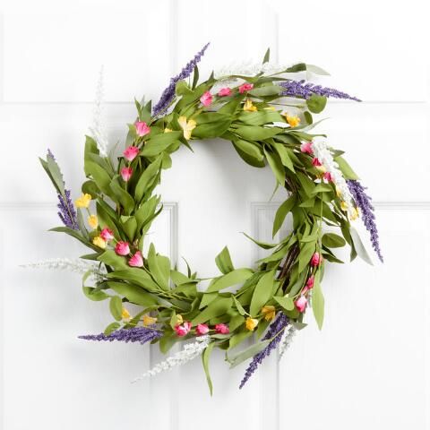 Bright Faux Spring Flower Wreath | World Market