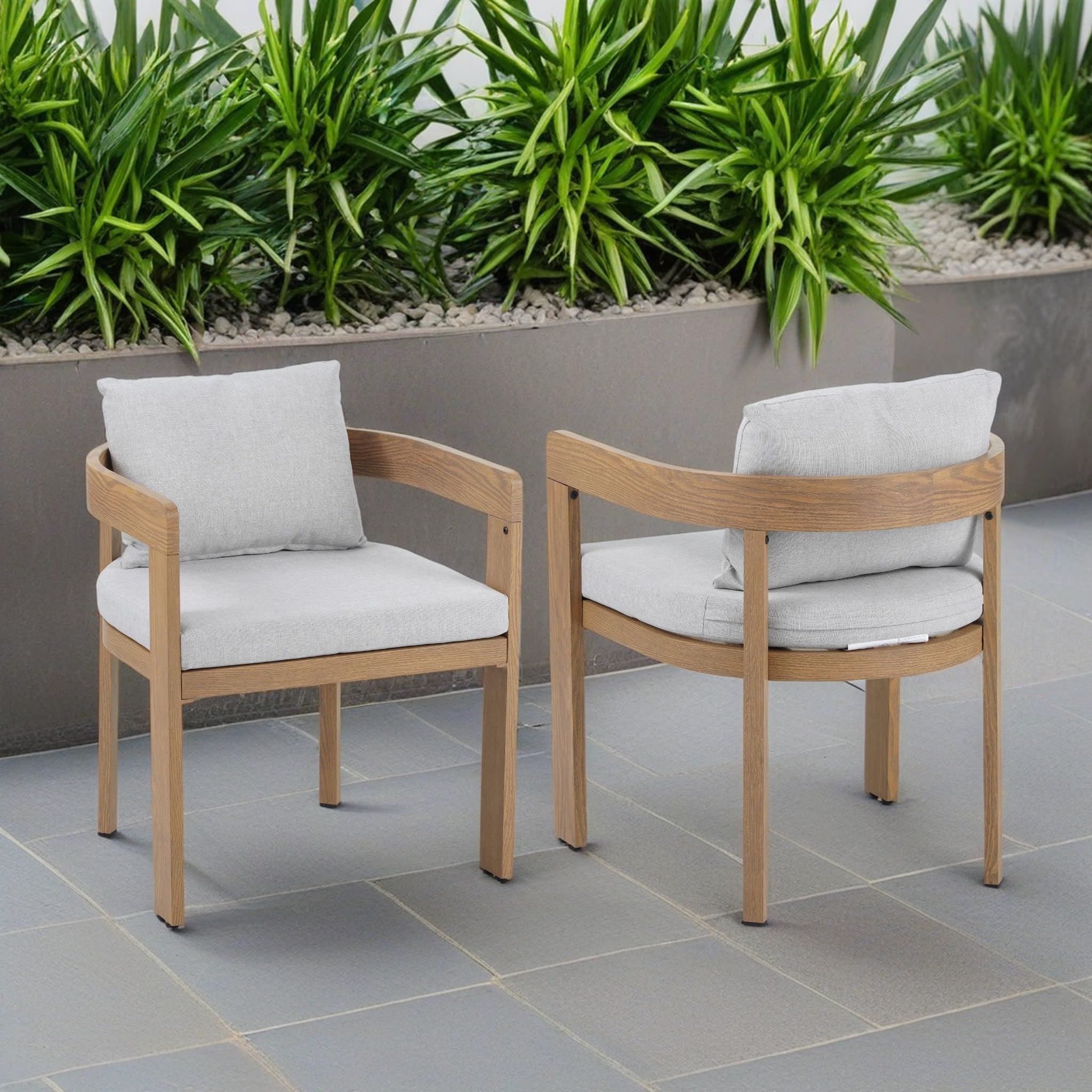 Christopher Knight Home Aluminum Dining Chair Set of 2, Armchairs with Cushions, Barrel Accent Ch... | Amazon (US)