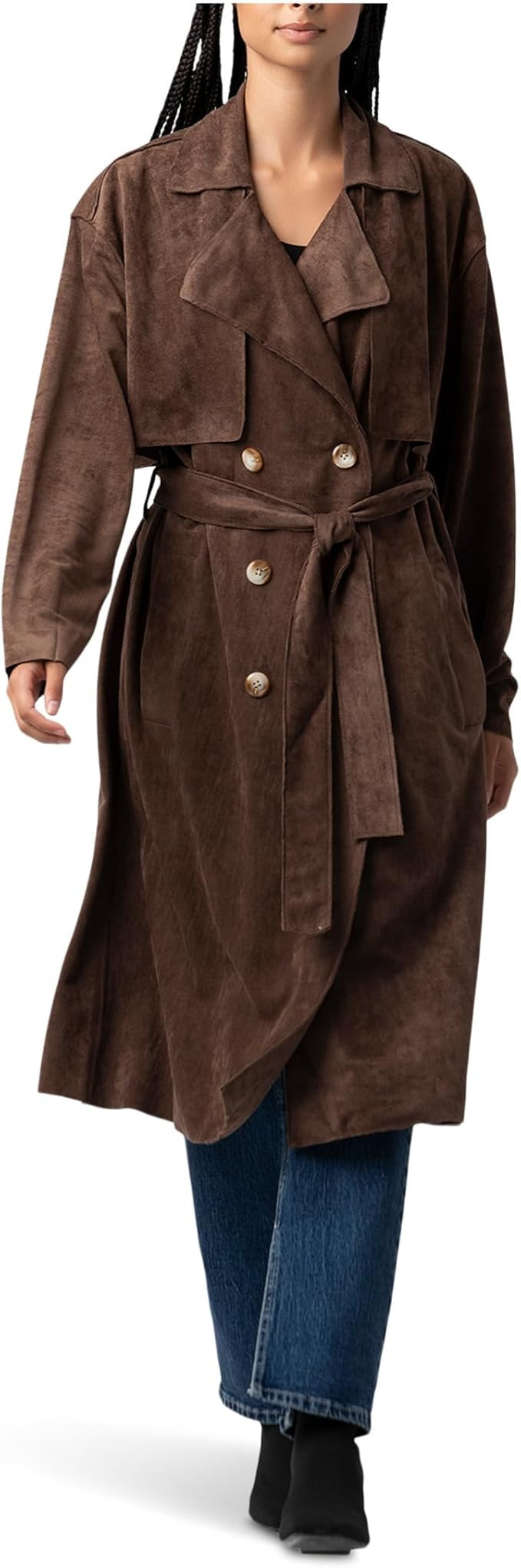 [BLANKNYC] womens Down to Earth Faux Suede Trench Coat | Amazon (US)