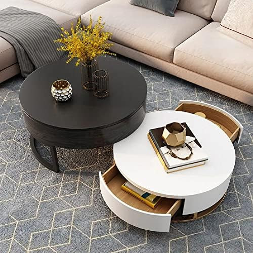 Homary Round Coffee Table Storage Lift-Top Wood Coffee Table Lifts up with Rotatable Drawers Whit... | Amazon (US)