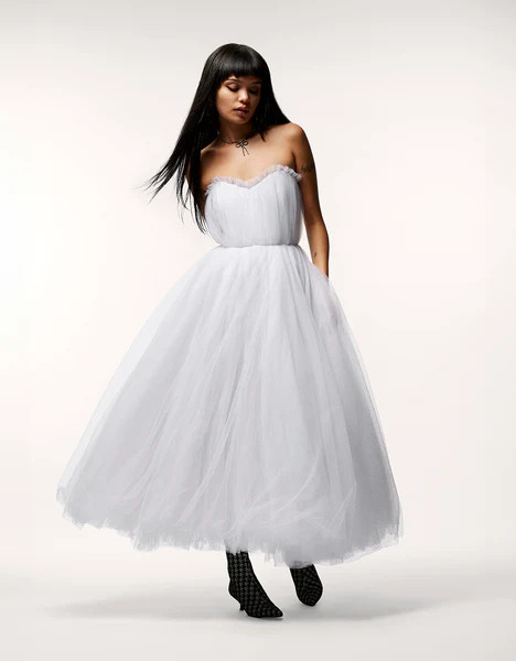 BRIDE VIBES TULLE DRESS WHITE | Betsey Johnson