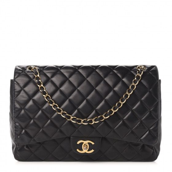 CHANEL Lambskin Quilted Maxi Double Flap Black | Fashionphile