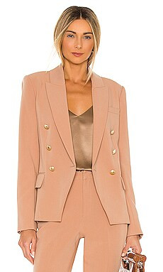 L'AGENCE Kenzie Double Breasted Blazer in Tawny Brown from Revolve.com | Revolve Clothing (Global)
