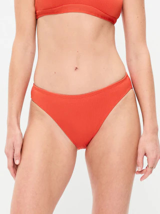 Ribbed Mid-Rise Bikini Swim Bottoms | Old Navy (US)
