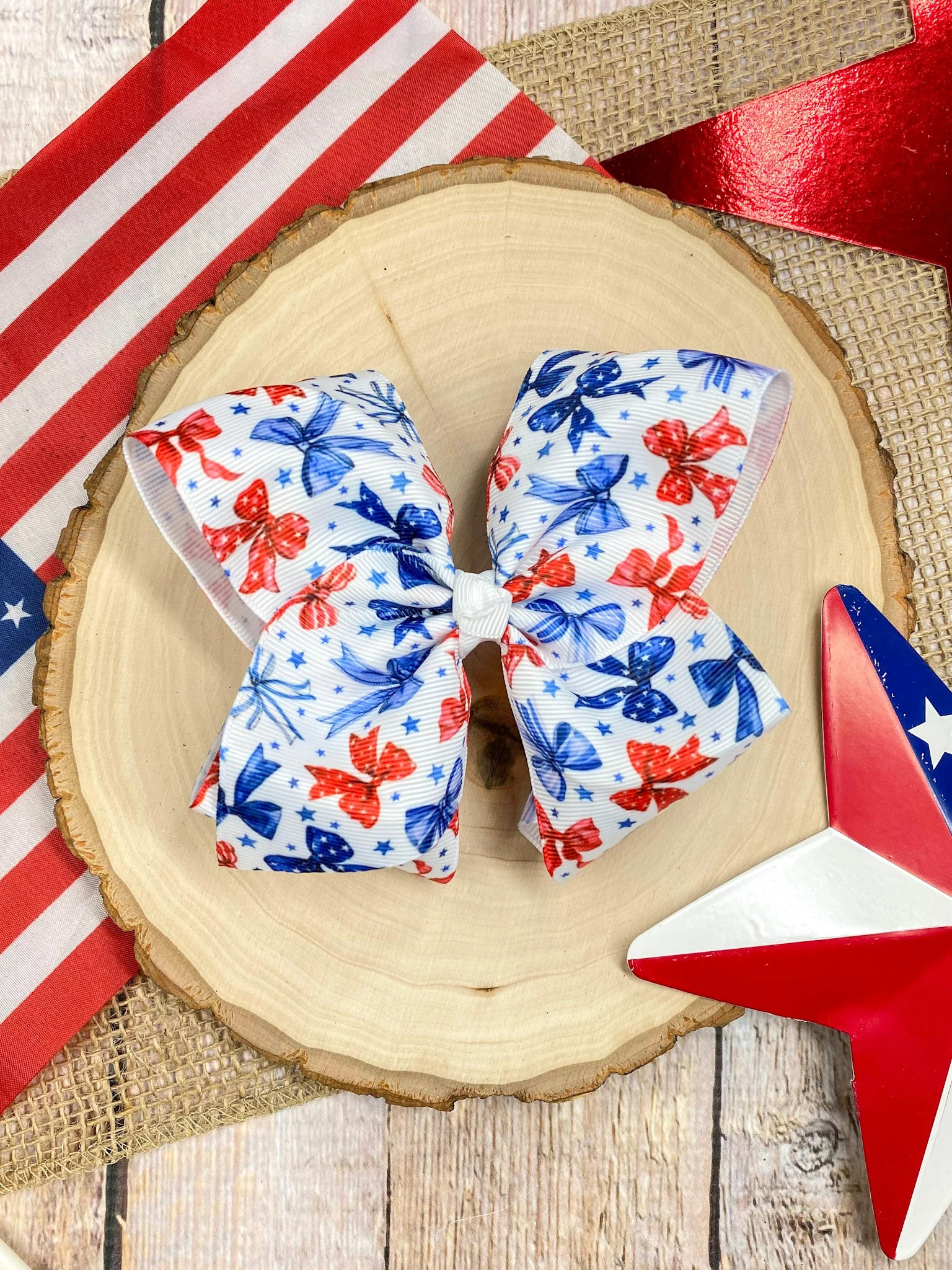 Red White & Blue Bow Hair Bow | Girls Hair Bow | The Hair Bow Company