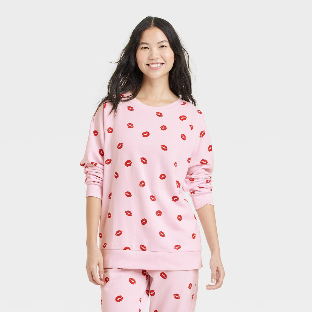 Women's Fleece Sweatshirt - Colsie™ Pink/Kisses M | Target