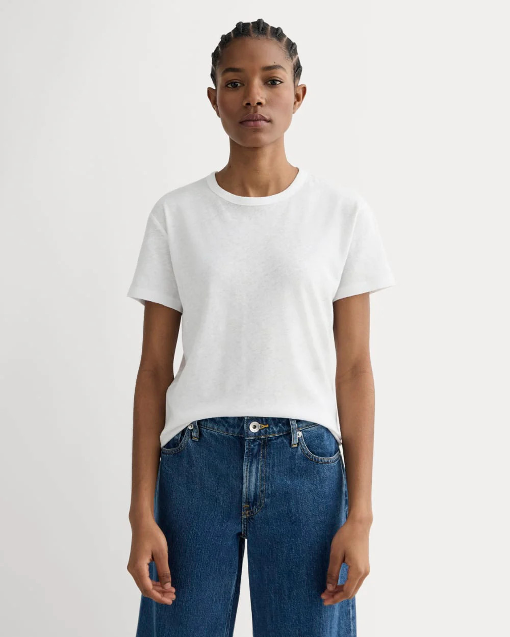 The Box-Cut Tee in Cotton Linen | White | Everlane