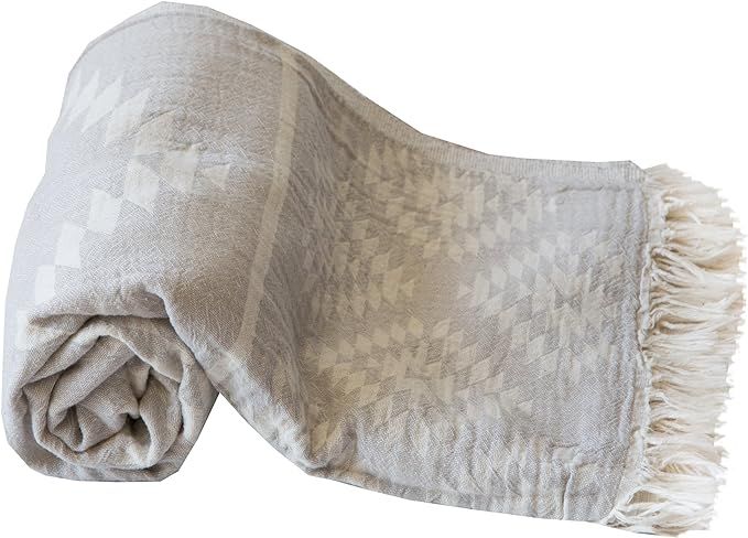 Mebien Turkish Beach Bath Towel Peshtemal-Luxury Prewashed Cotton Blanket Vintage L.Grey 35x67inc... | Amazon (US)
