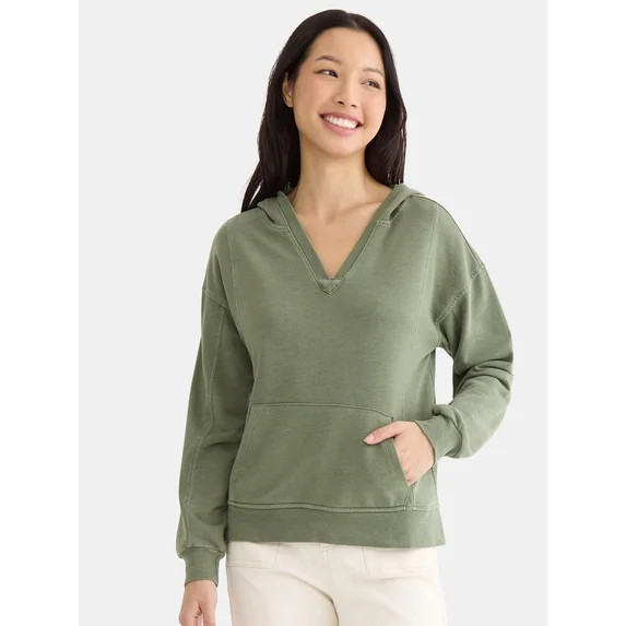 Time and Tru Split Neck Hoodie, Sizes S-XXXL | Walmart (US)