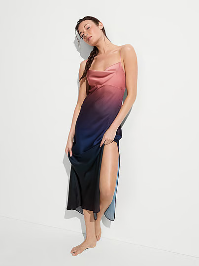 Swim Beachwear Sunset Ombré Satin Vacation Maxi Dress, Print, M - Women's Dresses - Victoria's Secret | Victoria's Secret (US / CA )