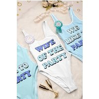 Wife Of The Party Blue Swimsuit, Bride Swimsuit Gift, Beach Bachelorette Bathing Suit, Swim Suit For | Etsy (US)