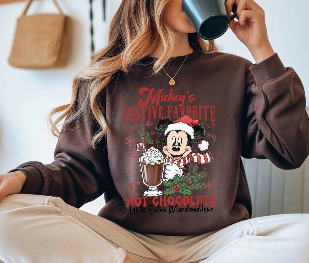 Retro Mickey Hot Chocolate Shirt, Mickey Christmas Shirt, Mickey's Very Merry Sweatshirt, Christm... | Etsy (US)