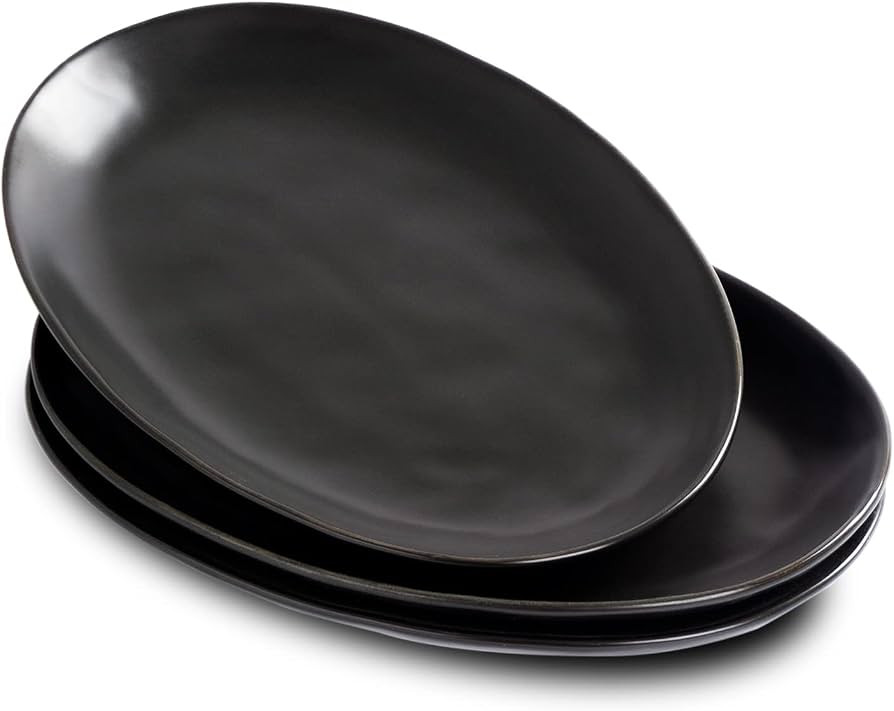 Ceramic Serving Platters, 12" Black Serving Tray, Serving Plates, Set of 3 | Amazon (US)