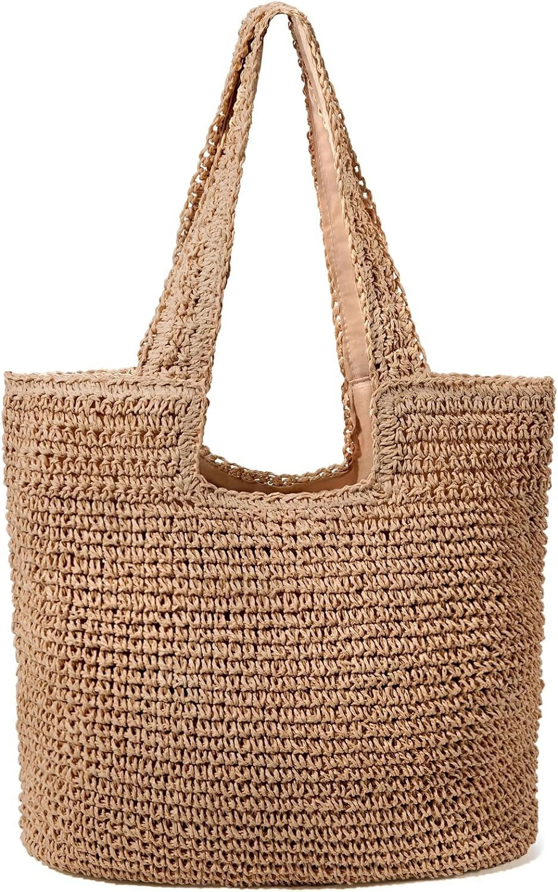 Gocvo Straw Beach Bag for Women Summer Woven Beach Tote Bag Shoulder Handbags Boho Bag | Walmart (US)