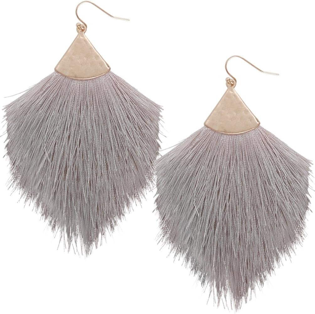 Humble Chic Fringe Tassel Statement Dangle Earrings - Lightweight Boho Long Feather Drops for Wom... | Amazon (US)
