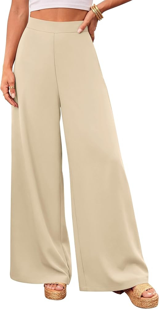 KIRUNDO Wide Leg Pants Woman 2026 Fall Dressy High Waisted Business Casual Work Palazzo Trousers ... | Amazon (US)