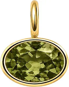 18k Gold Oval Bezel Collar Charm Necklace and Charms | Choker Pendant Necklace & Add On Charms | Amazon (US)