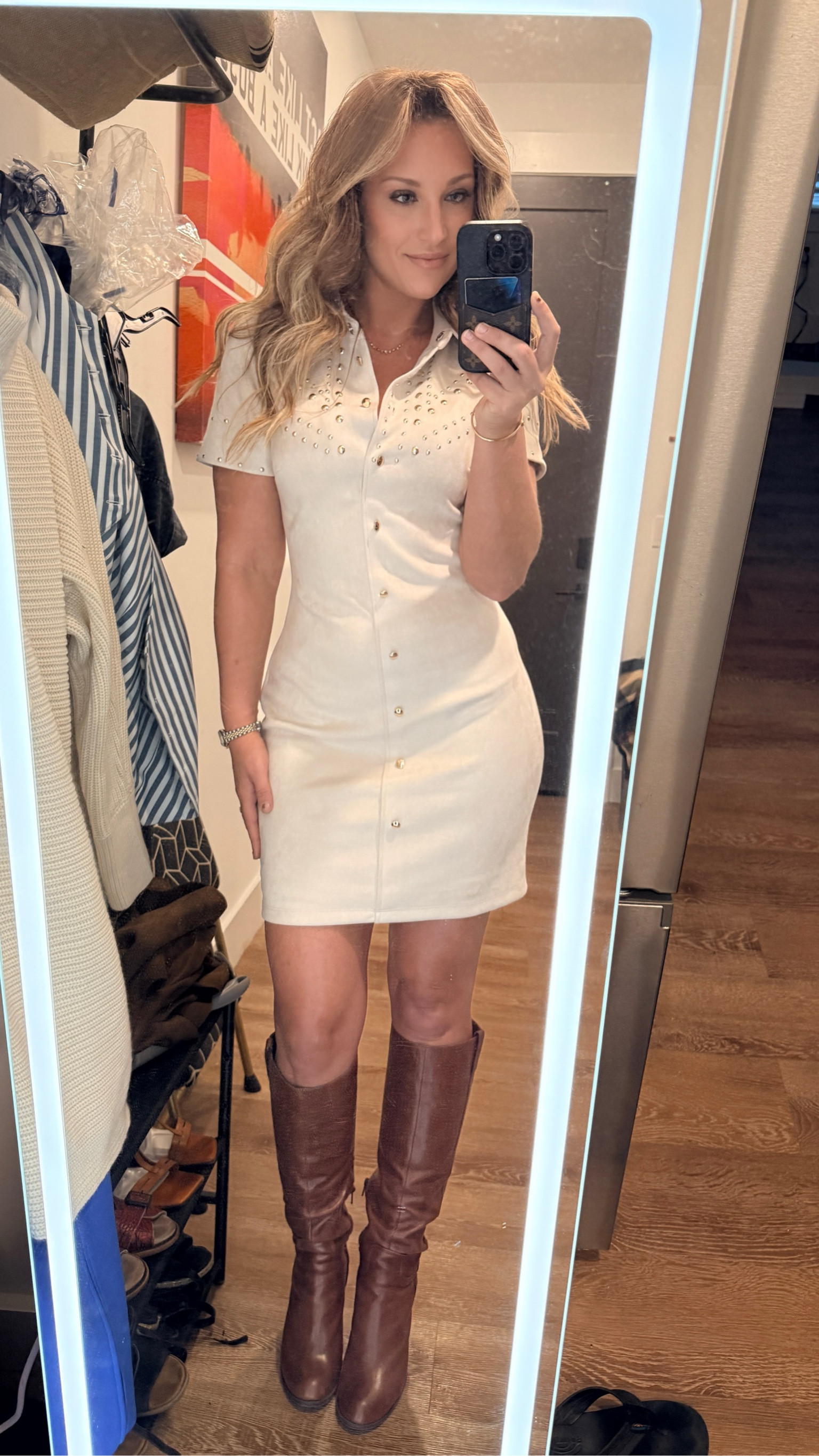 This #suededress is so cute and comfortable! Love the #stud details! 

#LTKWorkwear #LTKStyleTip #LTKHoliday