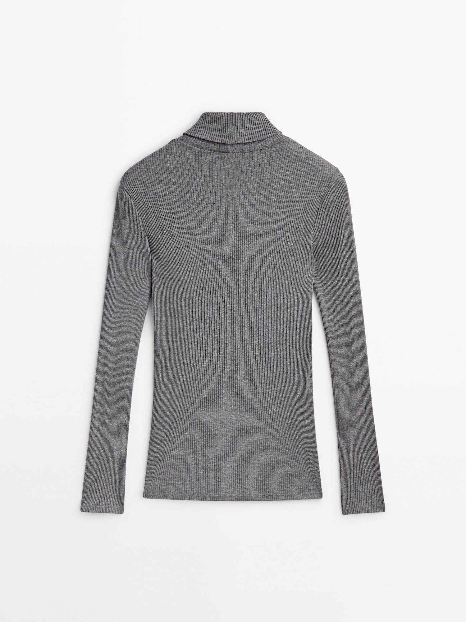 Fitted ribbed high neck top | Massimo Dutti UK