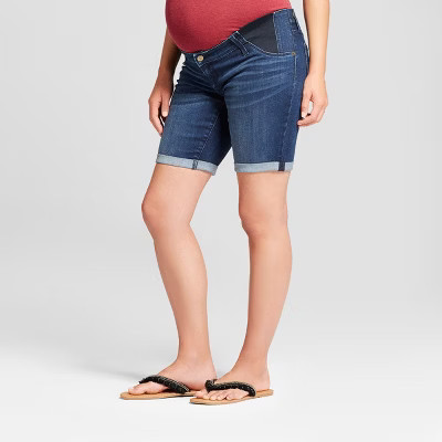 Maternity Inset Panel Bermuda Jean Shorts - Isabel Maternity by Ingrid & Isabel™ Dark Wash | Target
