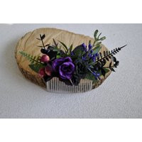 Purple Black Floral Comb, Gothic Bridal Hair Accessories, Fall Wedding | Etsy (US)