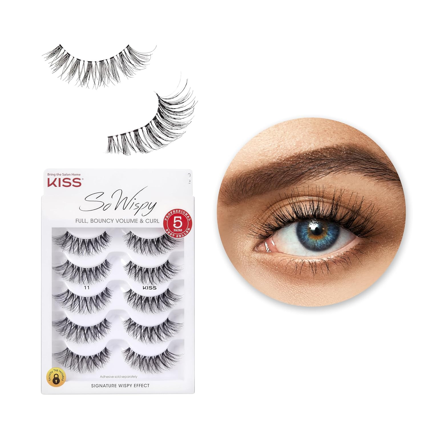 KISS So Wispy False Eyelashes Multipack #11, Full Bouncy Volume & Curl, Signature Wispy Effect, Q... | Amazon (US)