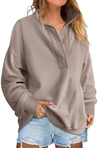 ANRABESS Womens Oversized Sweatshirt Long Sleeve Henley Pullover Tops 2025 Fall Casual Button Loo... | Amazon (US)