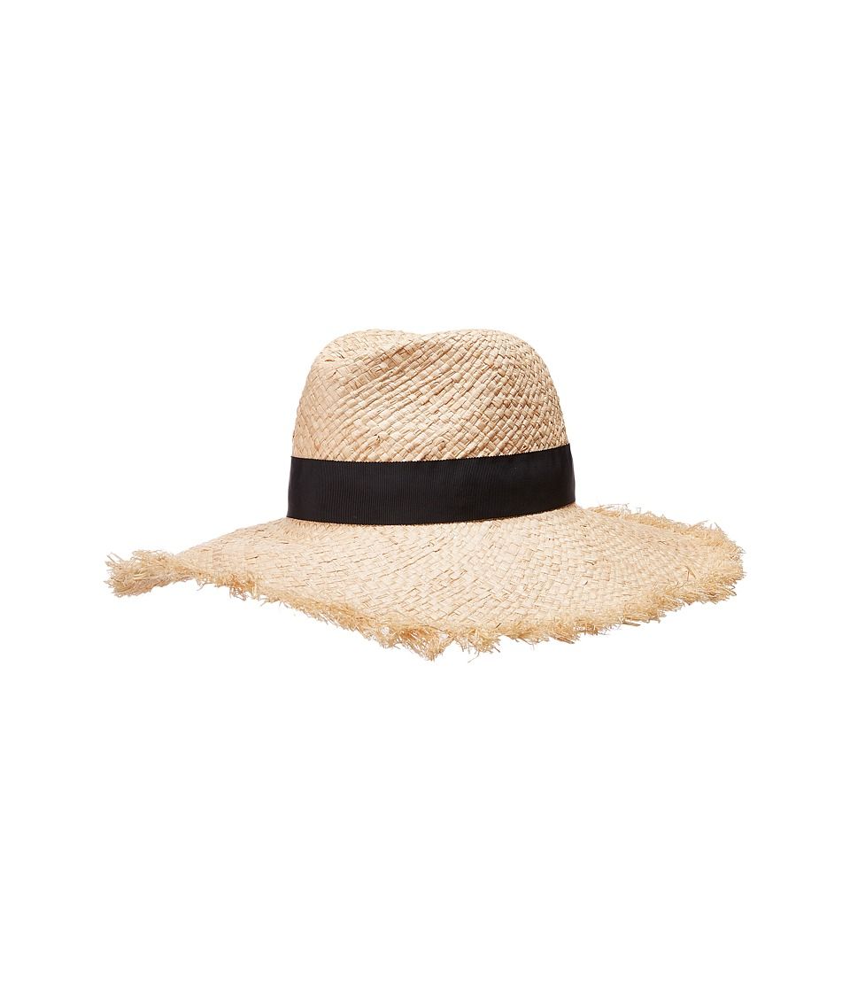 Kate Spade New York - Long Brim Fedora with Flower (Natural/Cameo Pink) Fedora Hats | Zappos
