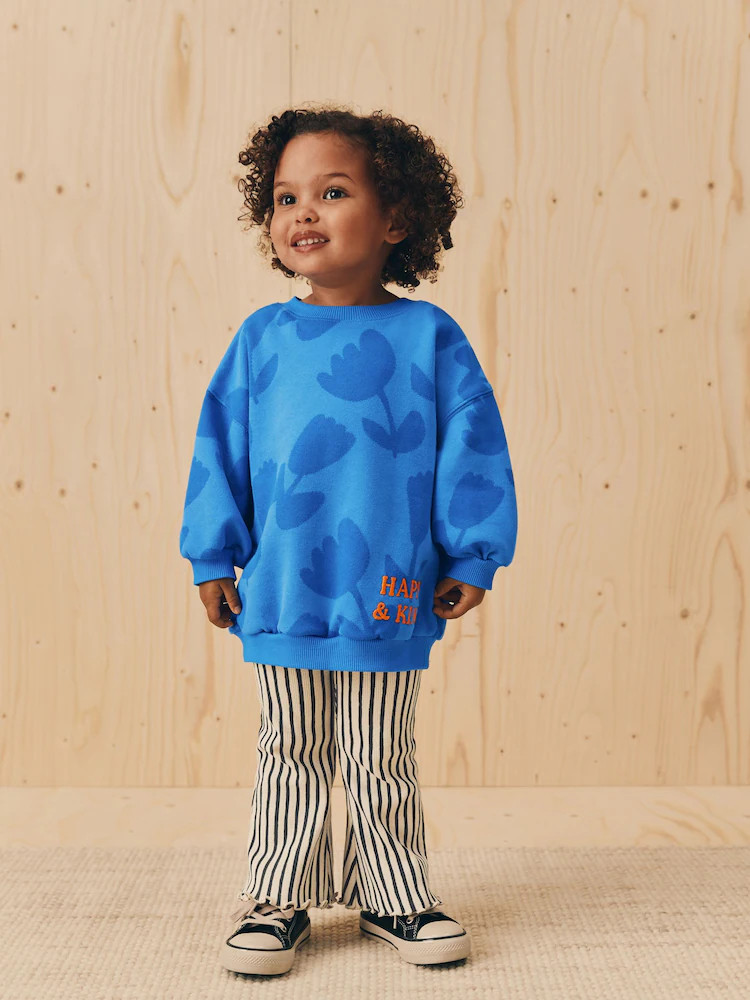 Blue Flower Sweatshirt & Flare Leggings Set (3mths-7yrs) | Next US