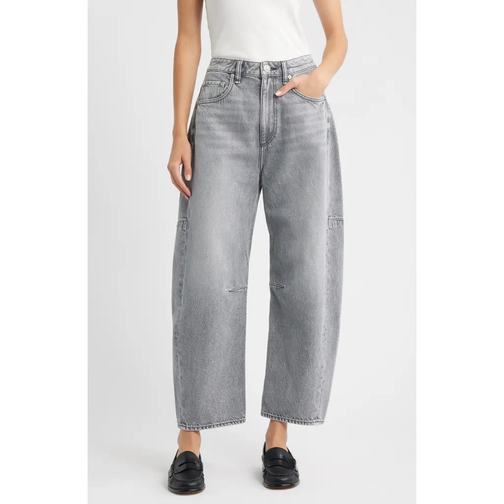 rag & bone Charlie Super High Waist Ankle Barrel Jeans in Washed Grey at Nordstrom Rack, Size 26 | Nordstrom Rack