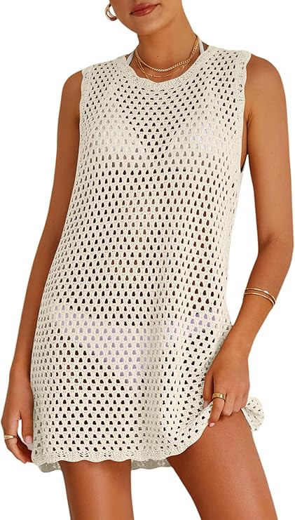 ATOG Swimsuit Coverup for Women Beach Bathing Suit Cover Ups Crochet Swimwear Summer Knit Swim Ou... | Amazon (US)