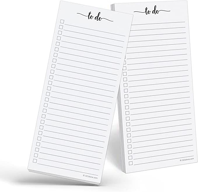 321Done to Do List Notepad 2-Pack - 3.7 x 8.5" (1/3 Sheet Slim Skinny Size) - College Ruled - Sim... | Amazon (US)