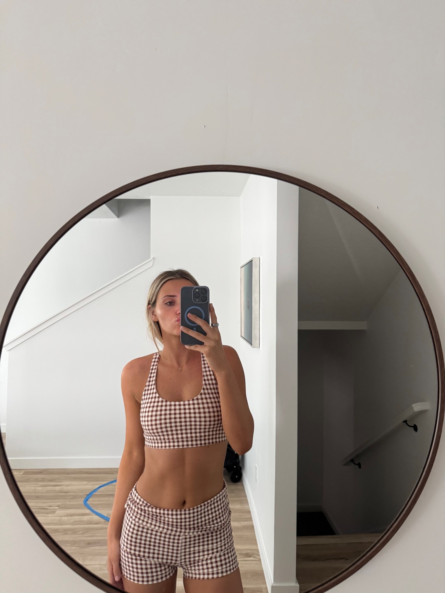 Wearing small top and medium bottoms 