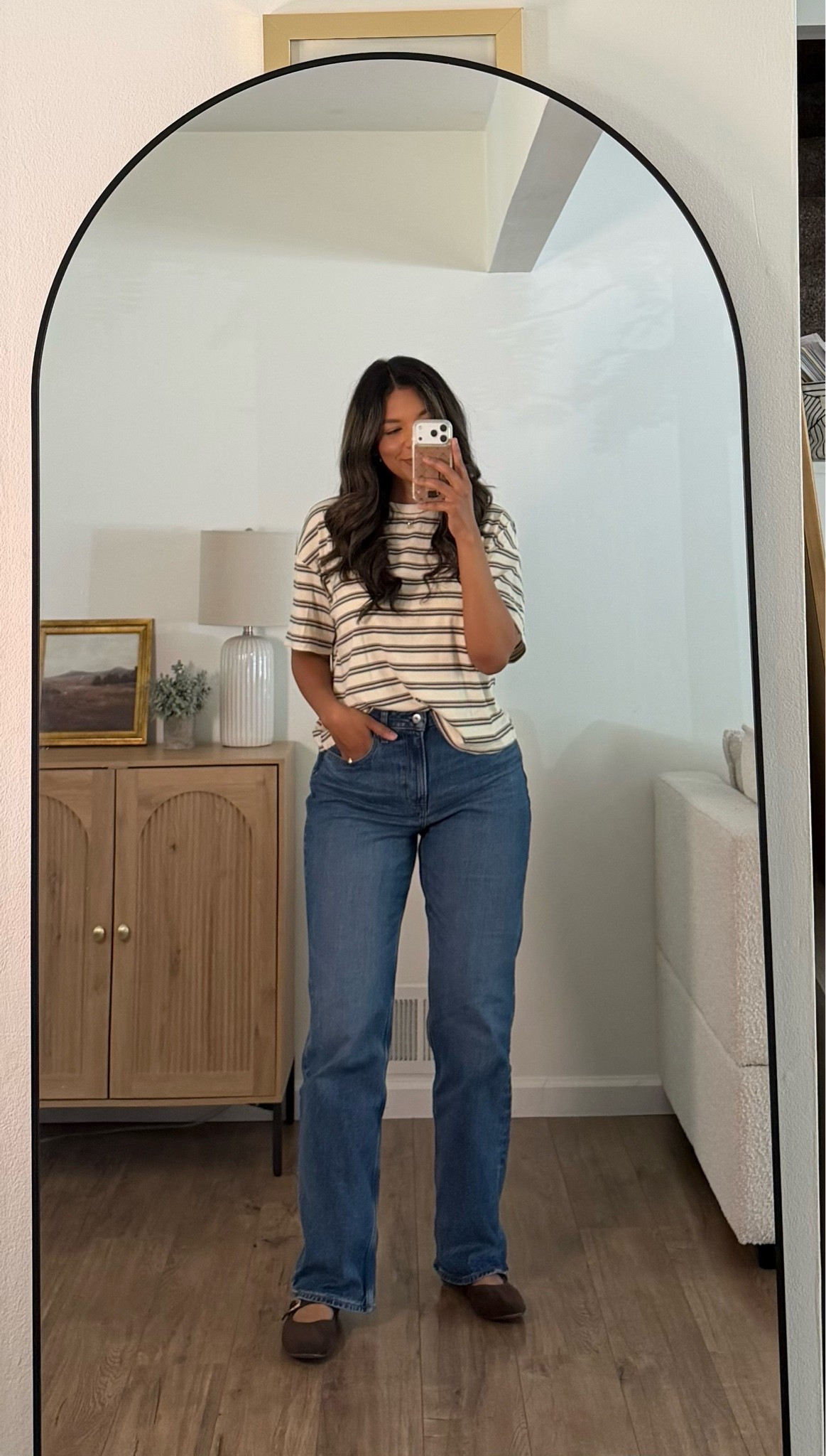 @abercrombie jeans! Curve love 28/6 long ! Amazon striped tee

#LTKootd