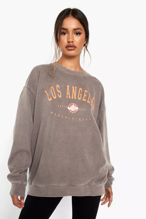 Overdyed Los Angeles Oversized Sweater | Boohoo.com (US & CA)