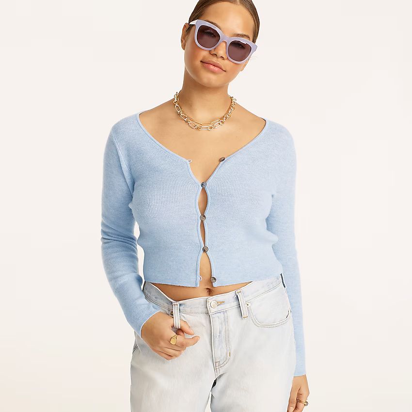 Featherweight cashmere cropped cardigan sweater | J.Crew US