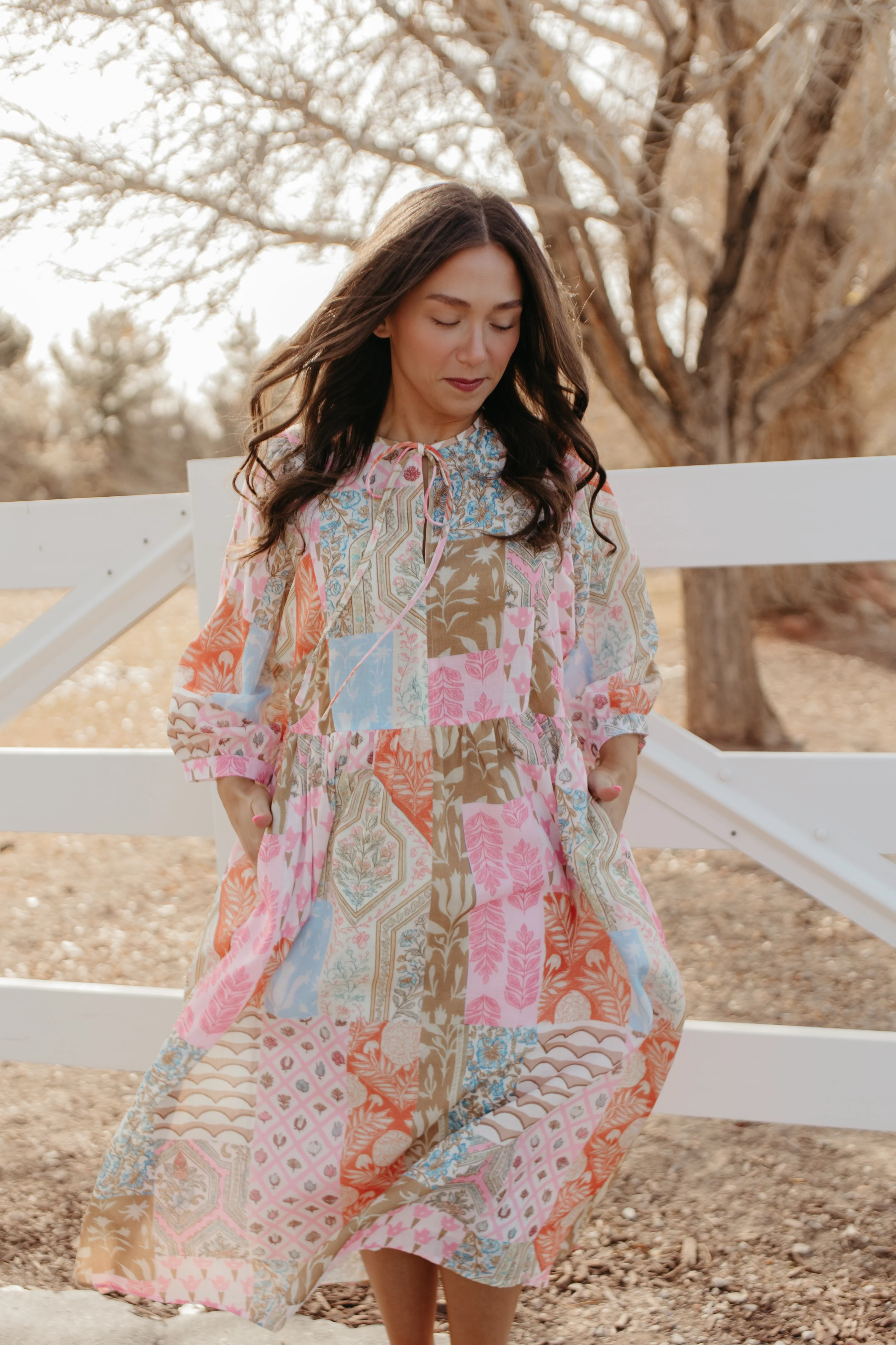 THE SALENA MULTI PRINT MAXI DRESS IN PINK | Pink Desert