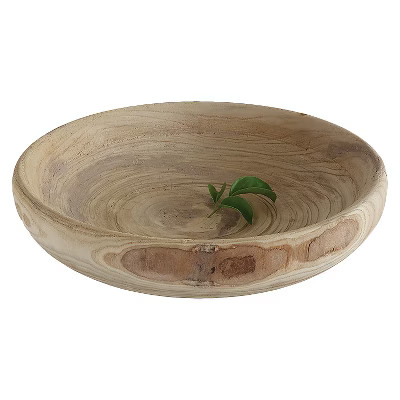 Round Decorative Paulownia Wood Bowl (19") - Storied Home: Hand-Made, Unique Centerpiece, Online-... | Target