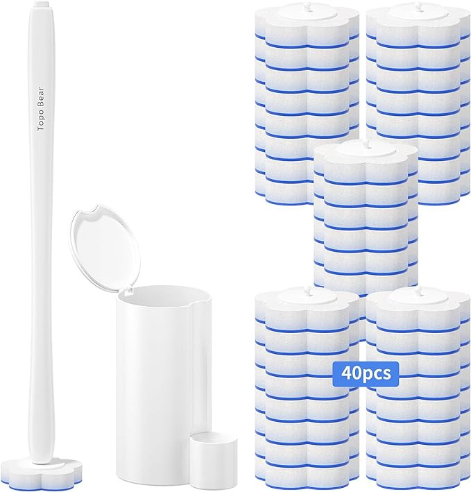 Disposable Toilet Bowl Brush with 40 Toilte Wand Refills, Toilet Bowl Cleaner Wands, Toilet Clean... | Amazon (US)