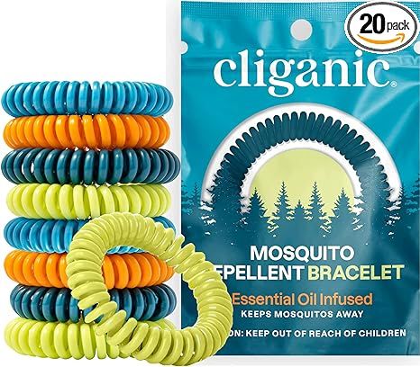 Cliganic 20 Pack Mosquito Repellent Bracelets, DEET-Free Bands, Individually Wrapped (Packaging M... | Amazon (US)