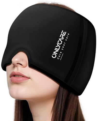 ONLYCARE Migraine Relief Cap, Upgraded Odorless Headache Relief Cap, 360° Gel Surround Ice Pack Mask for Migraine, Sinus, Stress, Frontal Headaches (Black) | Amazon (US)