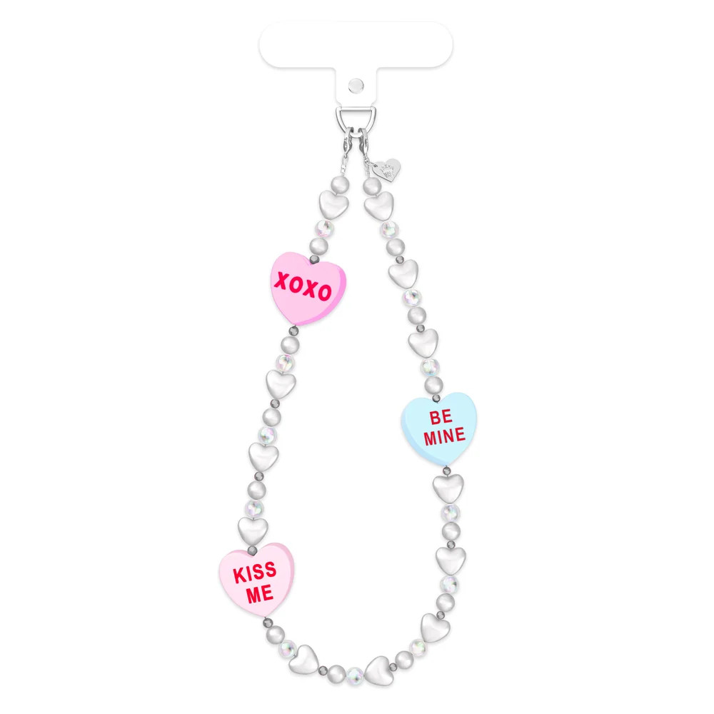 Sweet Hearts Pearl Chain Phone Charm | Velvet Caviar