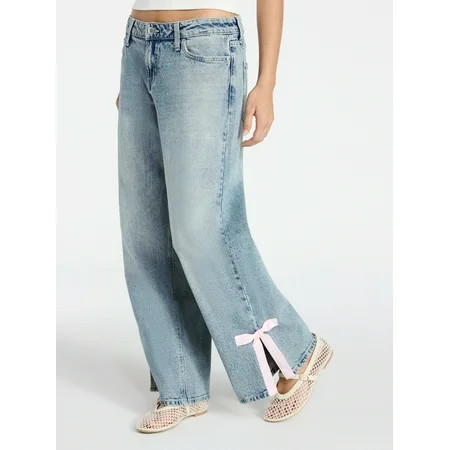 No Boundaries Baggy Jeans with Side Bow, Women’s 00-18 | Walmart (US)