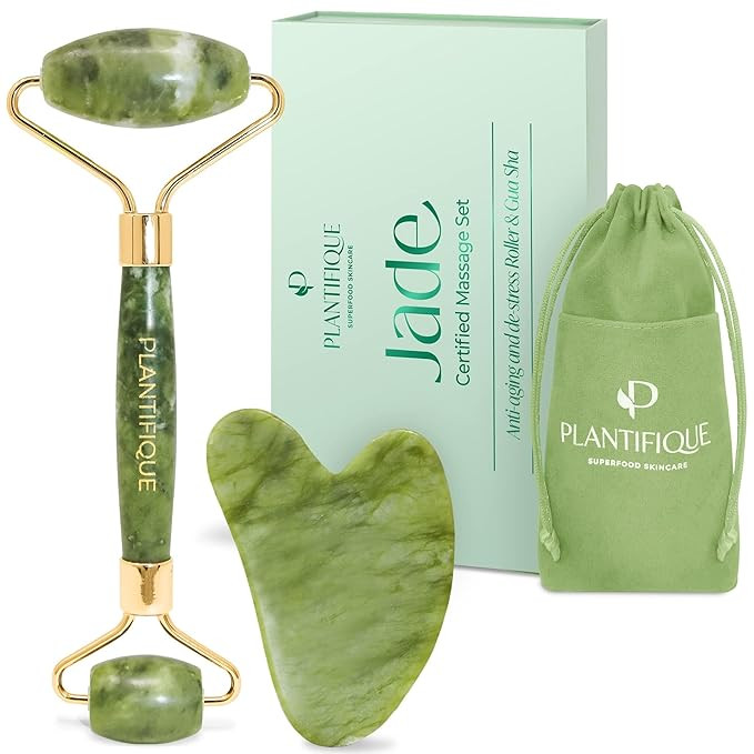 Jade Roller for Face and Gua Sha Facial Tools - Includes Real Jade Roller and Gua Sha Set - Certi... | Amazon (US)