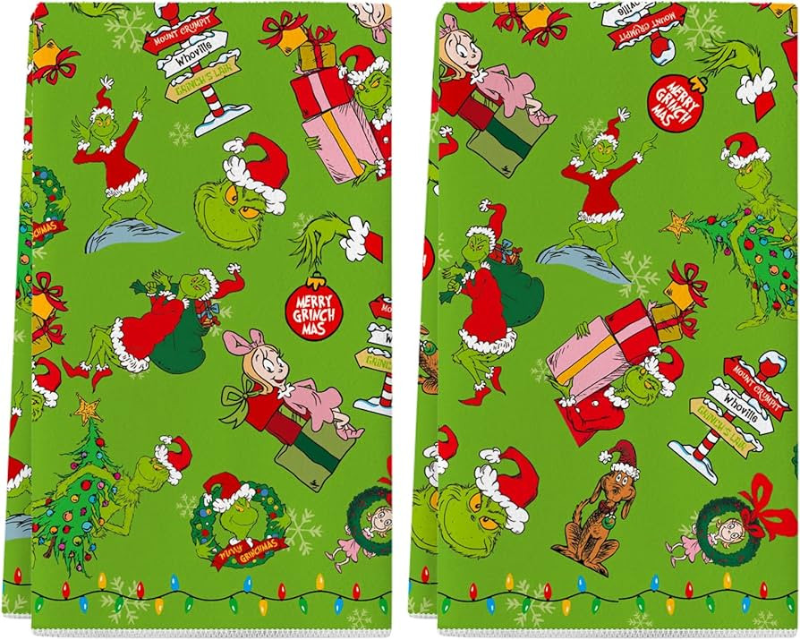 Siilues Christmas Kitchen Towels Set of 2, 18x26 Inch Merry Christmas Dish Towels Funny Green Chr... | Amazon (US)