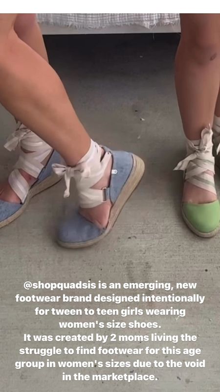 @shopquadsis is an emerging, new footwear brand designed intentionally for tween to teen girls wearing women's size shoes.
It was created by 2 moms living the struggle to find footwear for this age group in women's sizes due to the void in the marketplace. 

#LTKFamily #LTKShoeCrush #LTKStyleTip