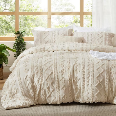 Tufted Boho Comforter Set Bed Set GentleSoft Farmhouse Shabby Chic Embroidery Bedding | Target