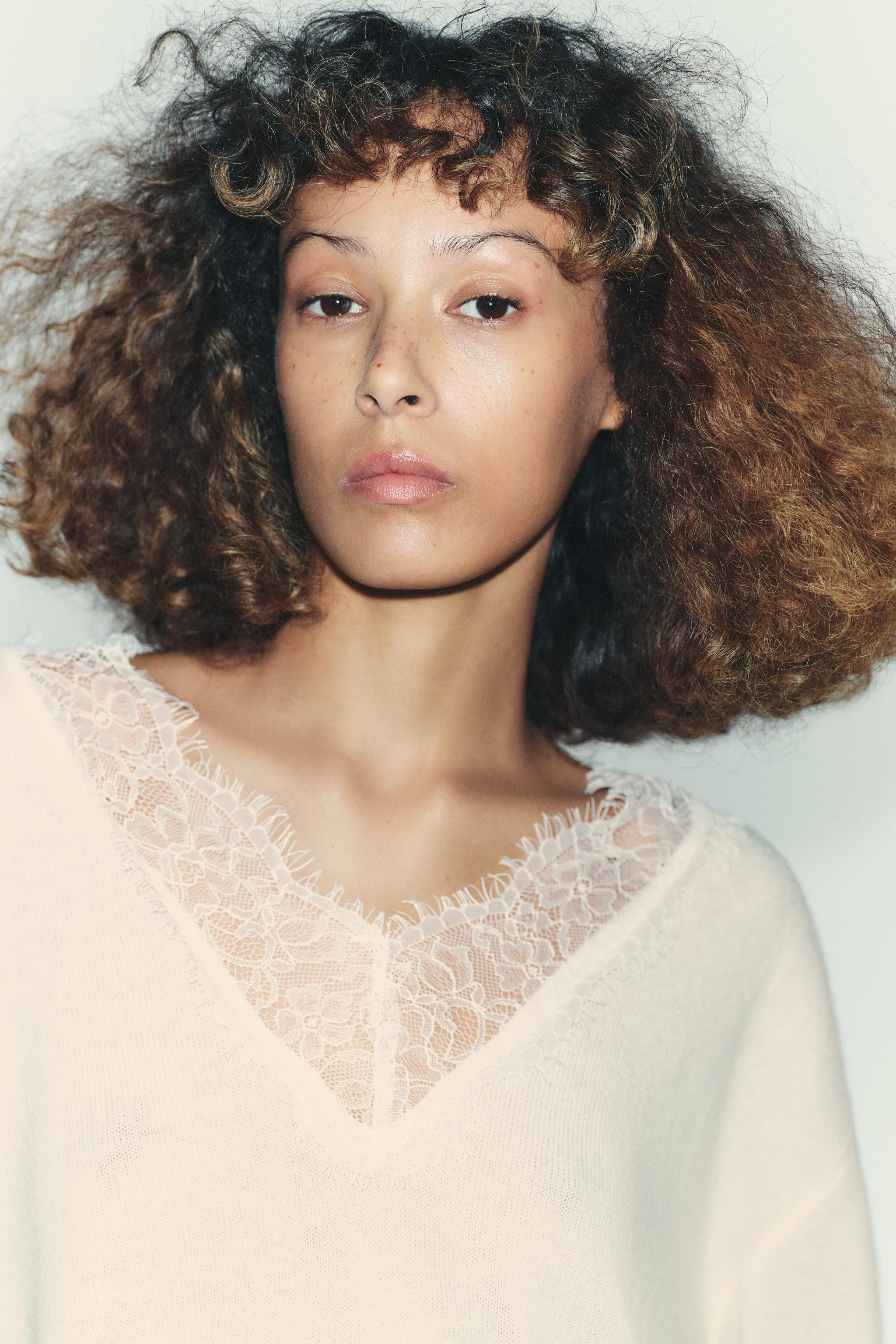 WOOL KNIT LACE SWEATER | Zara US