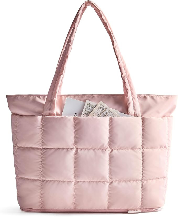 BAGSMART Expandable Tote Bag for Women, Puffer Work Tote Travel Bag | Quilted Carry On Bag for Tr... | Amazon (US)